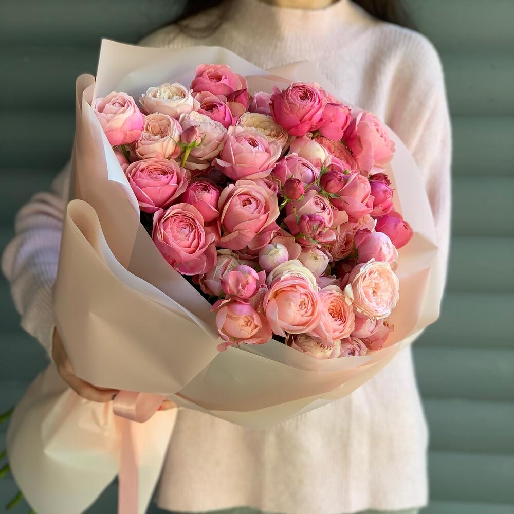 Букет из пионовидных роз сильва пинк