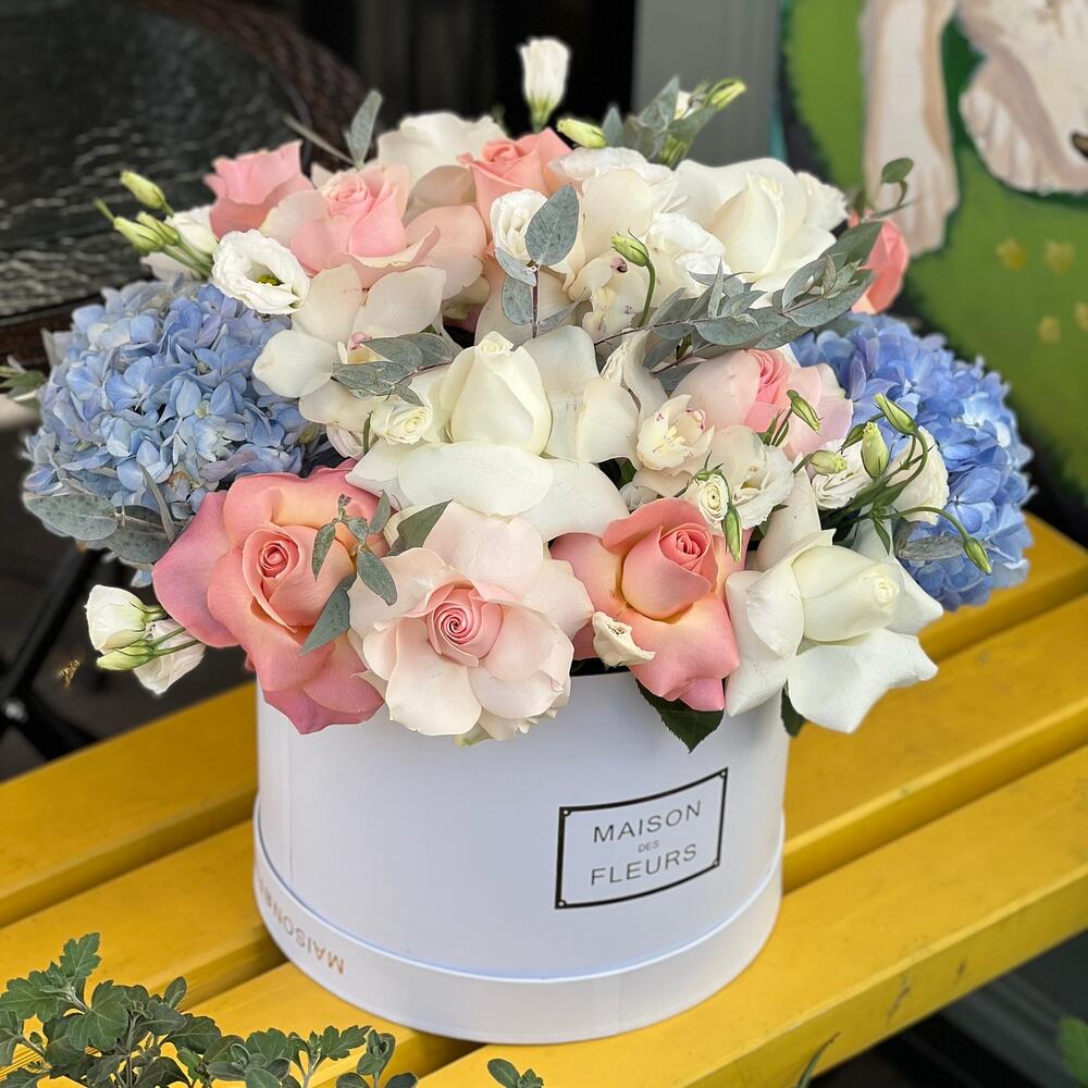 Цветы в коробке экзотический микс